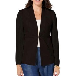 NWT Grey Jhoan Sebastian Gray Crochet Sleeve Blazer Black Jacket Mesh Sleeve 2X